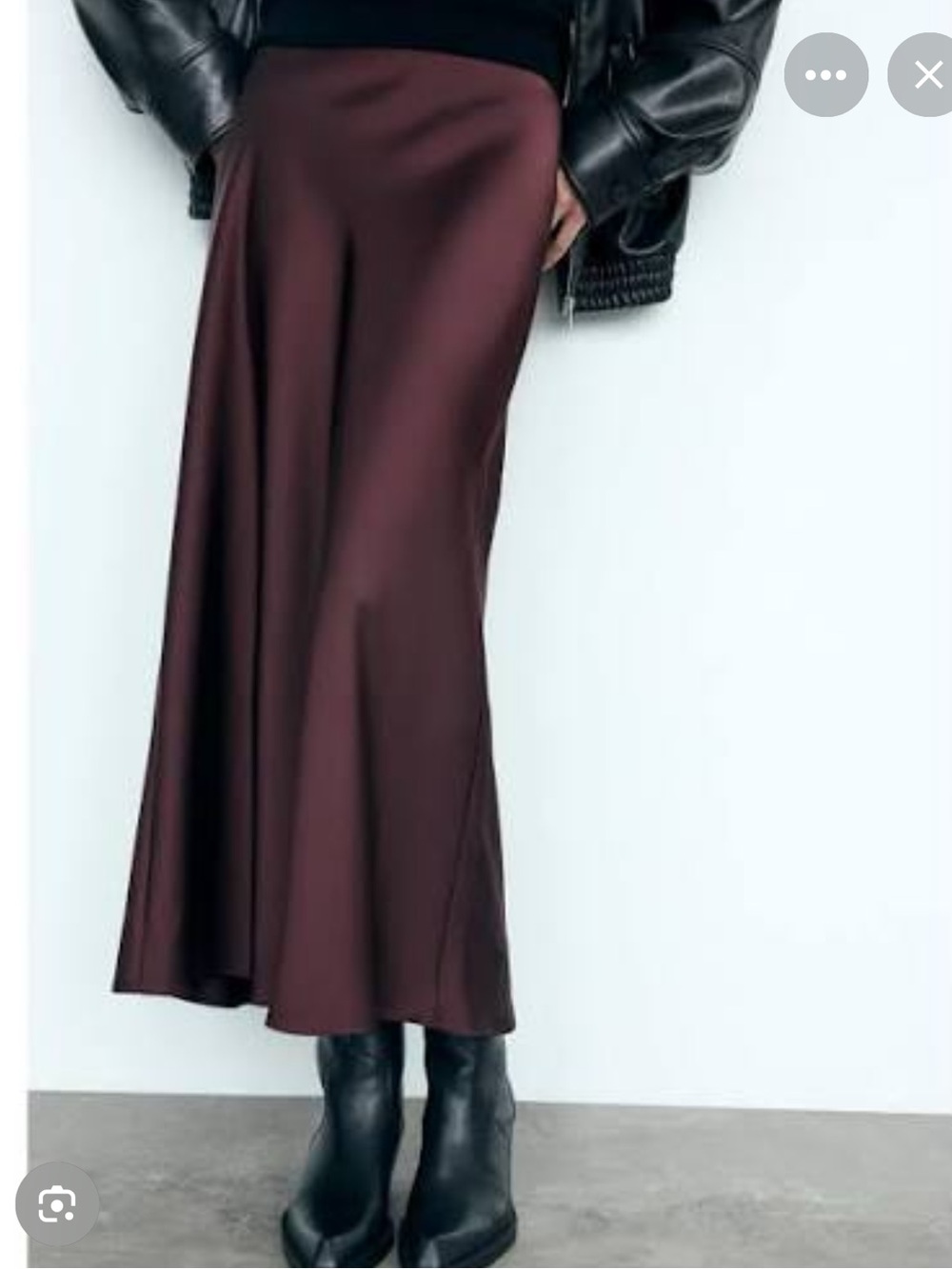 Zara Wine Satin Maxi Skirt